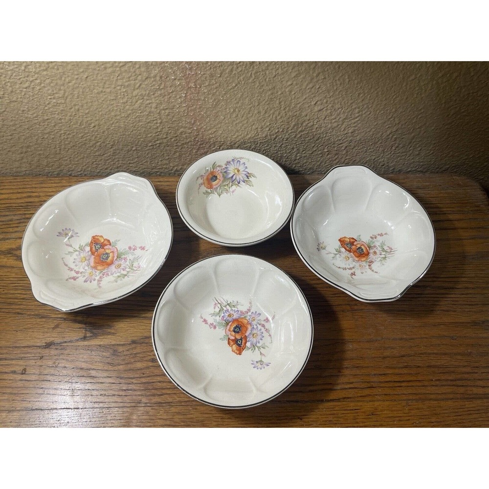 Set of 4 Vintage Mount Vernon Universal Ware Cereal‎ Dessert Bowls USA